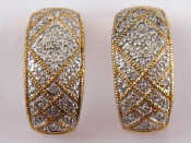 Appraisal: A pair of carat gold half hoop diamond earrings approx