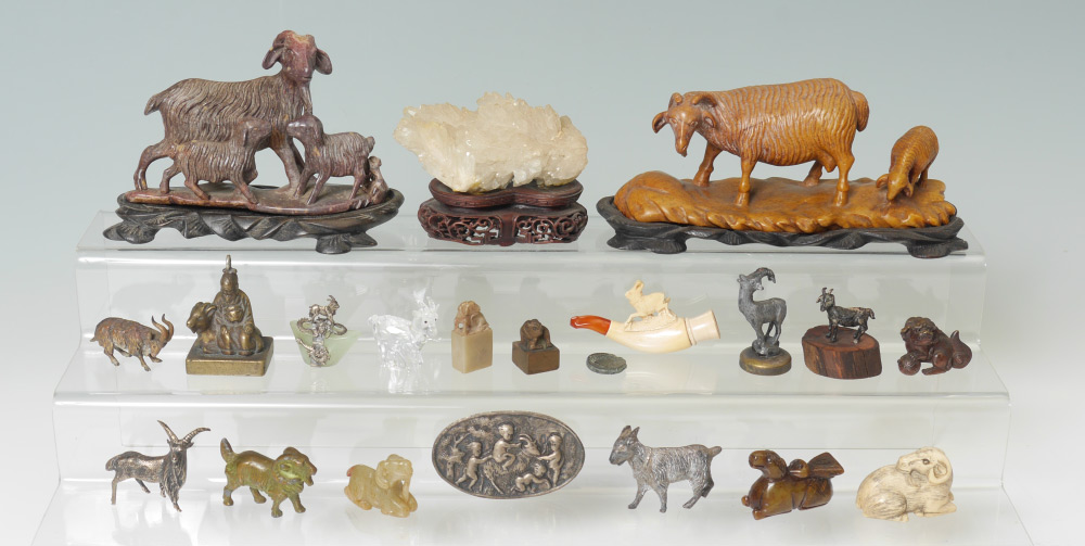 Appraisal: ESTATE COLLECTION OF GOAT RELATED FIGURES pieces total feature figural