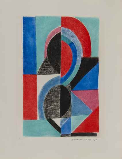 Appraisal: Sonia Delaunay - Avec Moi-Meme etching with aquatint printed in