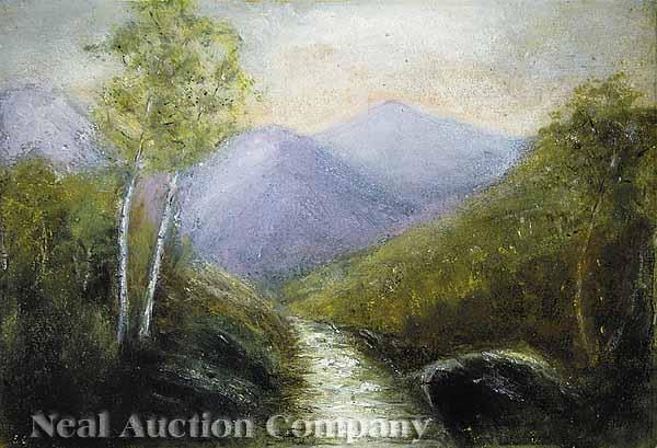 Appraisal: American School th c Rosy Dawn over the Peaks oil