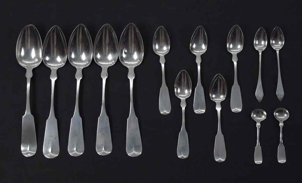 Appraisal: COLLECTION OF COIN SILVER SPOONS To include J Easton tablespoons