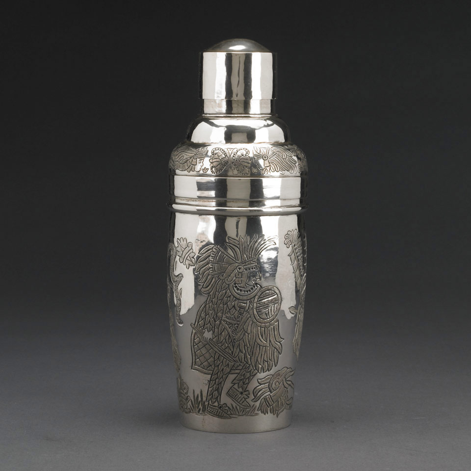 Appraisal: South American Silver Cocktail Shaker th century maker s mark