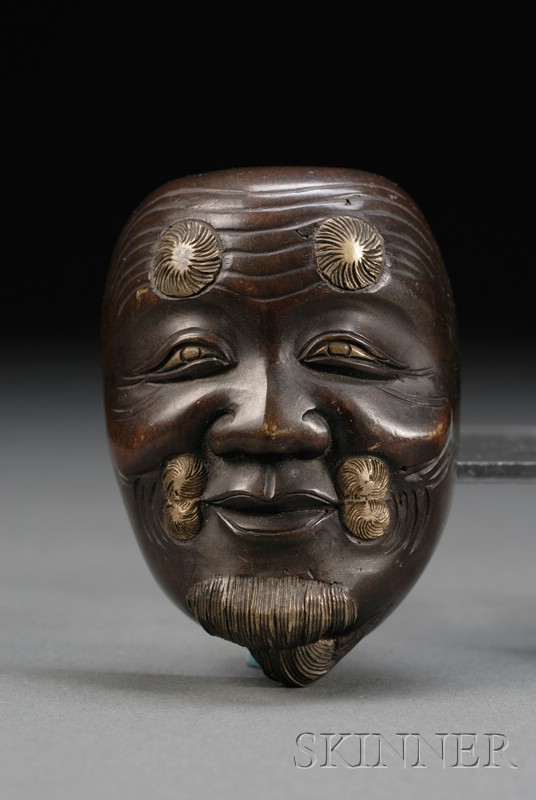 Appraisal: Two Japanese Meiji Period Mixed Metal and Bronze Miniature Noh