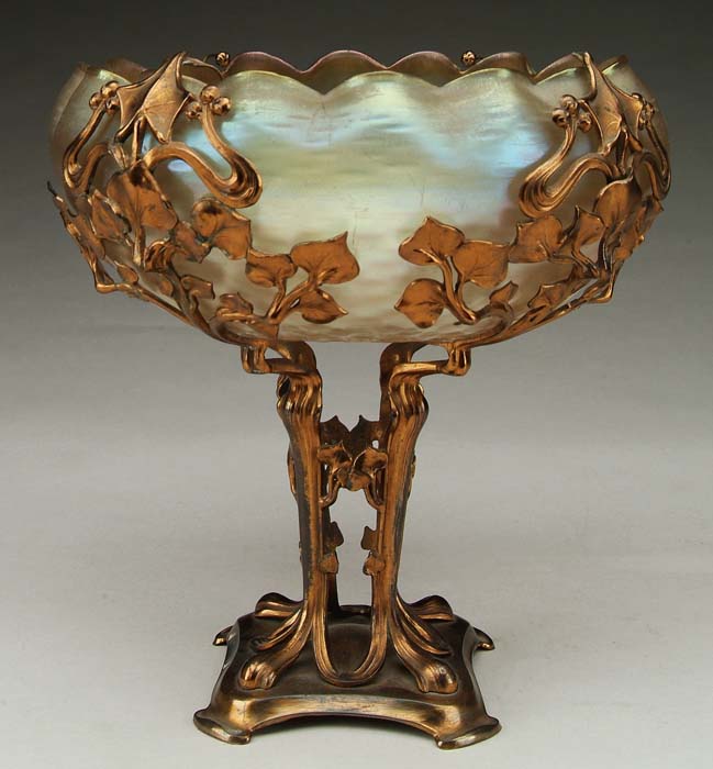 Appraisal: LOETZ COMPOTE Wonderful Art Nouveau compote has clam broth ruffled