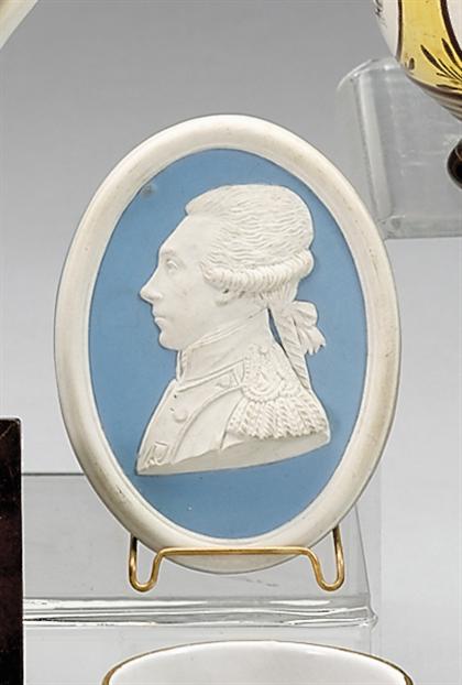 Appraisal: Jasperware portrait plaque wedgwood Oval form with molded edge with