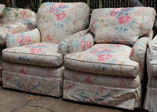 Appraisal: lot of Moderne chairs including two armchairs with an ottoman