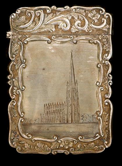 Appraisal: Victorian sterling silver card case nathaniel mills birmingham The rectangular