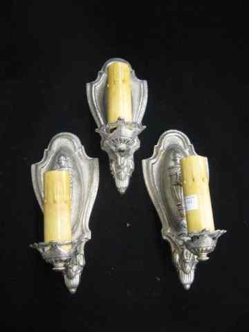 Appraisal: Set of Deco Wall Sconces silverplate '' x ''