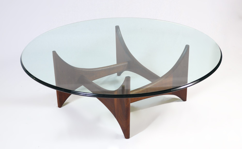 Appraisal: ADRIAN PEARSALL CRAFT ASSOCIATES WALNUT GLASS TOP TABLE Walnut base