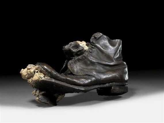 Appraisal: SPOERRI DANIEL Brotschuh Bronze The shoe with dark brown patina