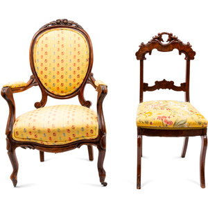 Appraisal: Five Victorian Mahogany Chairs comprising two berg res an armchair