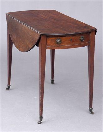 Appraisal: GEORGE III MAHOGANY PEMBROKE TABLE The molded top with bowed