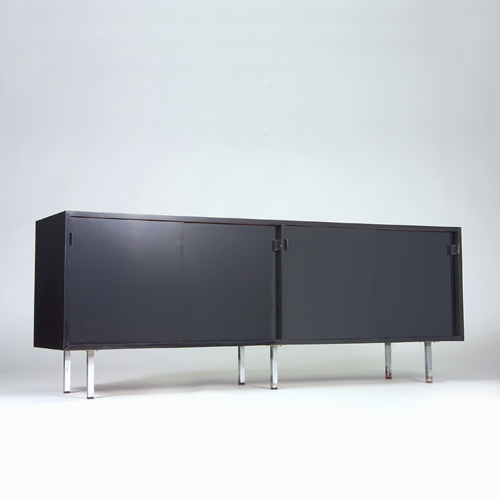 Appraisal: FLORENCE KNOLL KNOLL Black laminate credenza with leather tab pulls