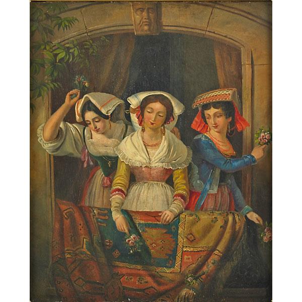 Appraisal: FRITZ ZUBER-BUHLER Swiss - Oil on canvas of three women