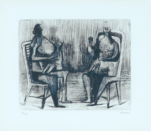 Appraisal: Henry Moore British - Two Seated Figures with Children Lithograph