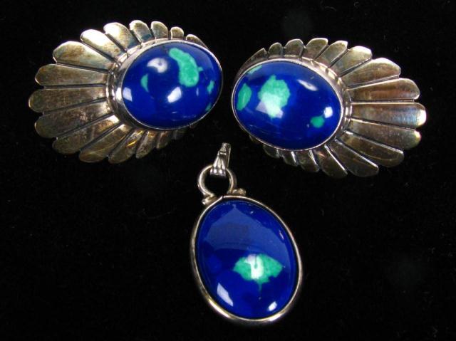 Appraisal: Sterling Silver Arctic Opal Pendant and Earrings