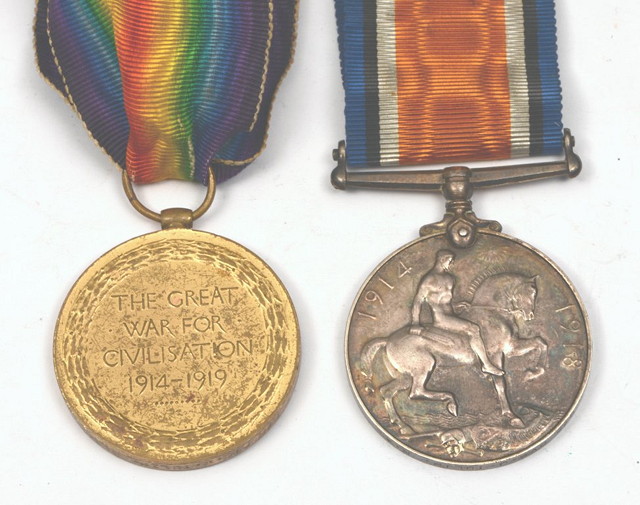 Appraisal: A WORLD WAR WAR MEDAL and Victory medal awarded to