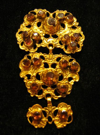 Appraisal: Antique karat yellow gold and almandine garnet slide pendantcirca