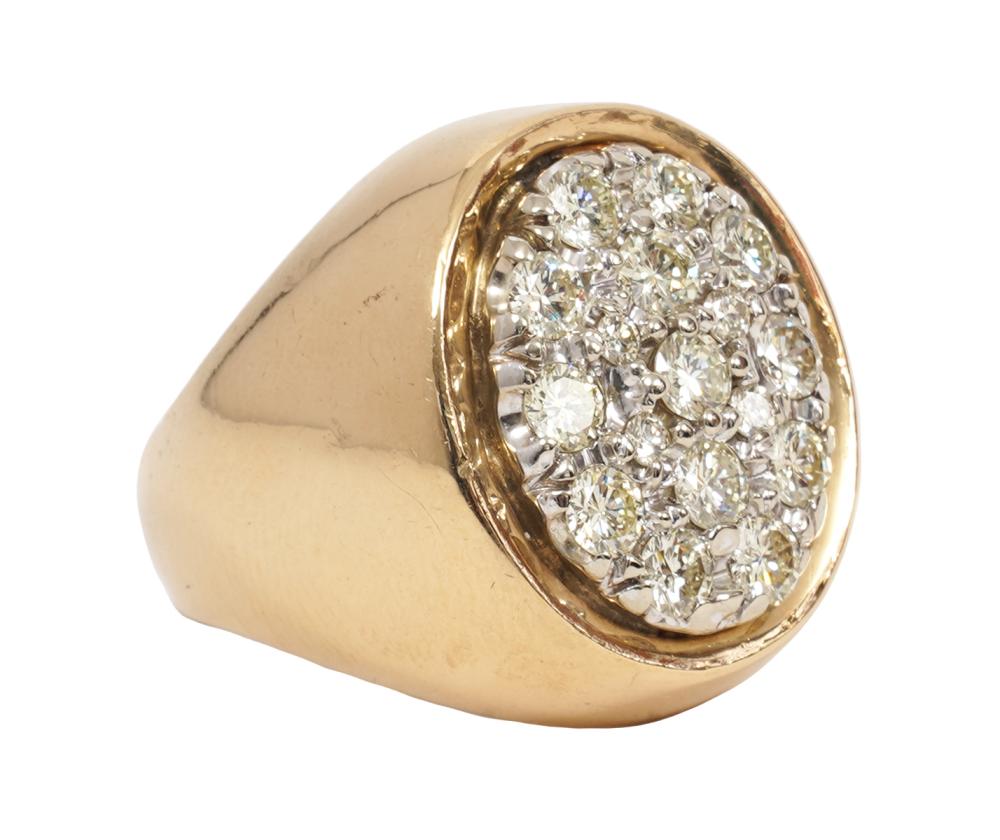 Appraisal: CT DIAMOND GENTLEMAN'S RING SET IN KT YGGentleman's kt yellow