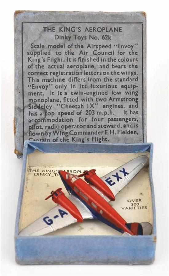 Appraisal: Pre-war Dinky k The King's Aeroplane silver red and violet