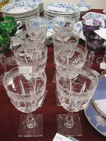 Appraisal: Set of Hawkes Cut Crystal Goblets superb block diamond decor