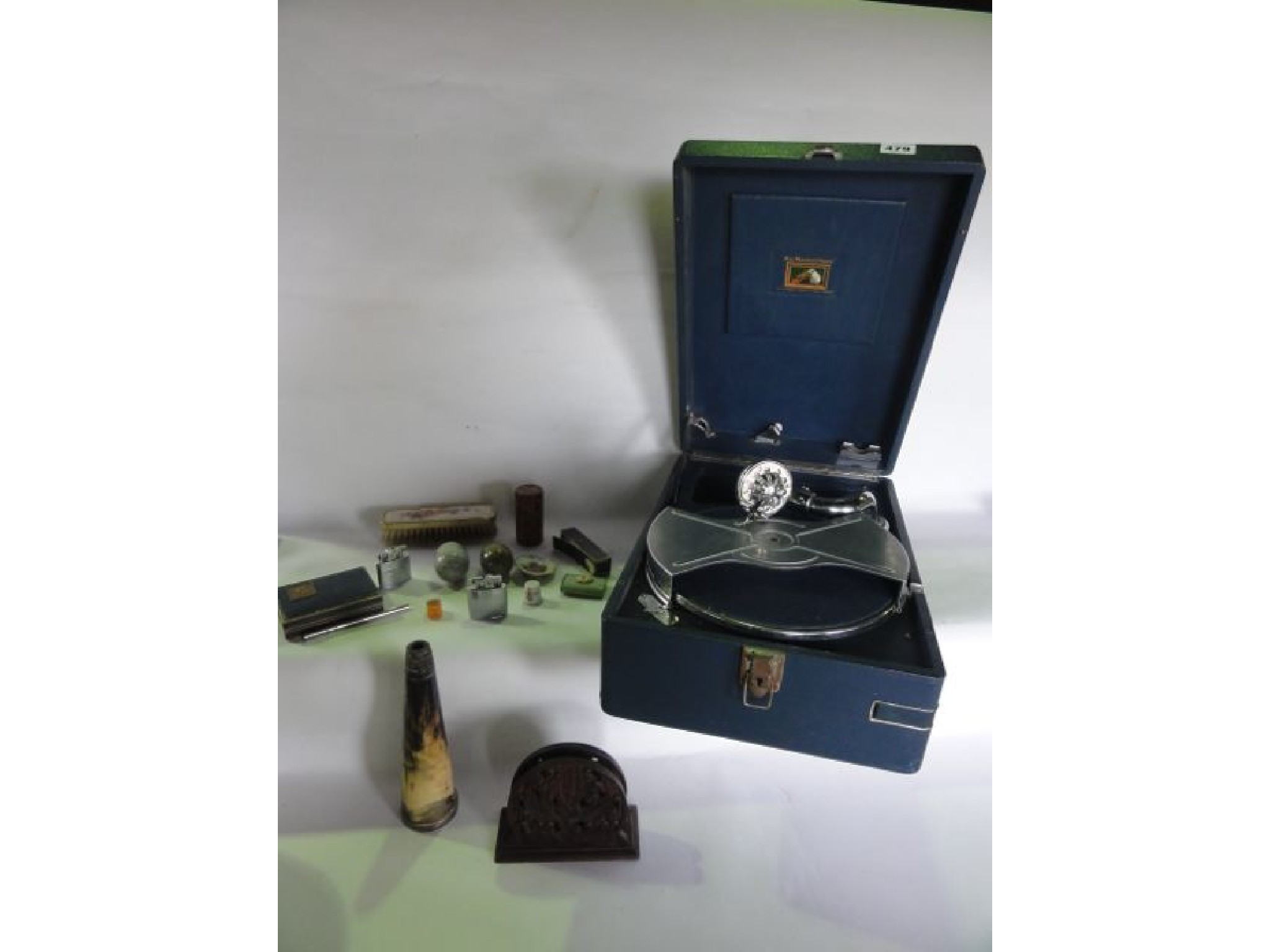 Appraisal: A vintage cased table top gramophone by His Masters Voice