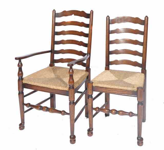 Appraisal: A SET OF SIX SIMILAR LADDER BACK RUSH SEATED DINING