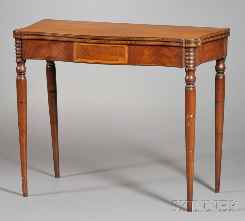 Appraisal: Federal Mahogany Inlaid Card Table Massachusetts or New Hampshire the