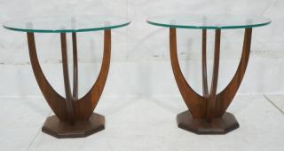 Appraisal: Pr Round Glass Top Side Modernist Tables Four ra Pr