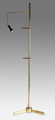 Appraisal: ARREDOLUCE Brass easel-lamp with tall tubular shaft and swing-arm light