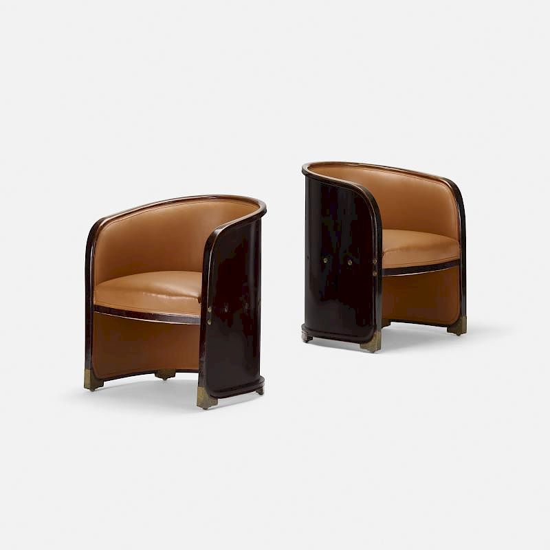 Appraisal: Josef Hoffmann armchairs model no pair Josef Hoffmann armchairs model