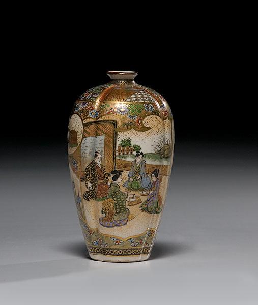 Appraisal: JAPANESE SATSUMA CABINET VASE late Meiji Period - painted in