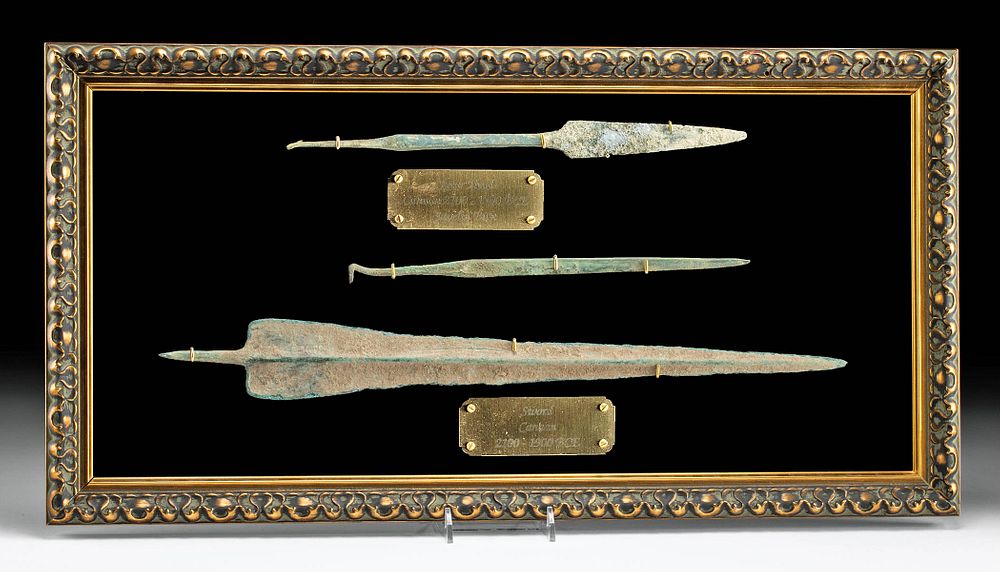 Appraisal: Framed Canaanite Copper Spear Javelin Bronze Sword Ancient Near East