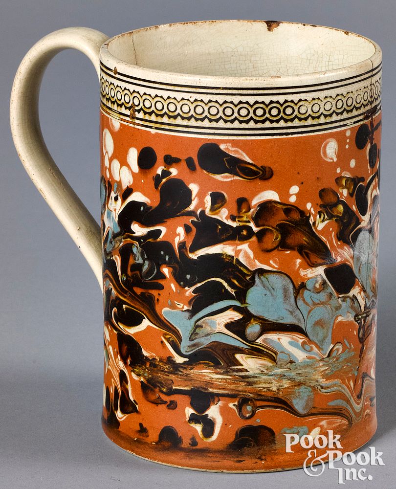 Appraisal: Mocha mug with marbleized and splotch decoration Mocha mug with