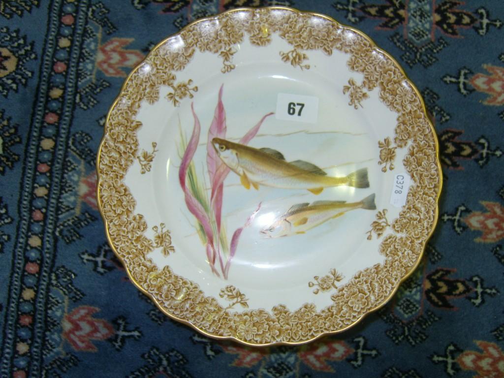 Appraisal: A Royal Worcester comport with painted decoration of fish amongst