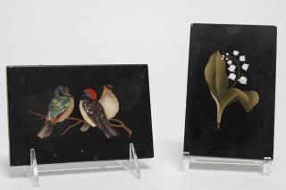 Appraisal: Pietra Dura Possibly antique Victorian one depicting birds the other