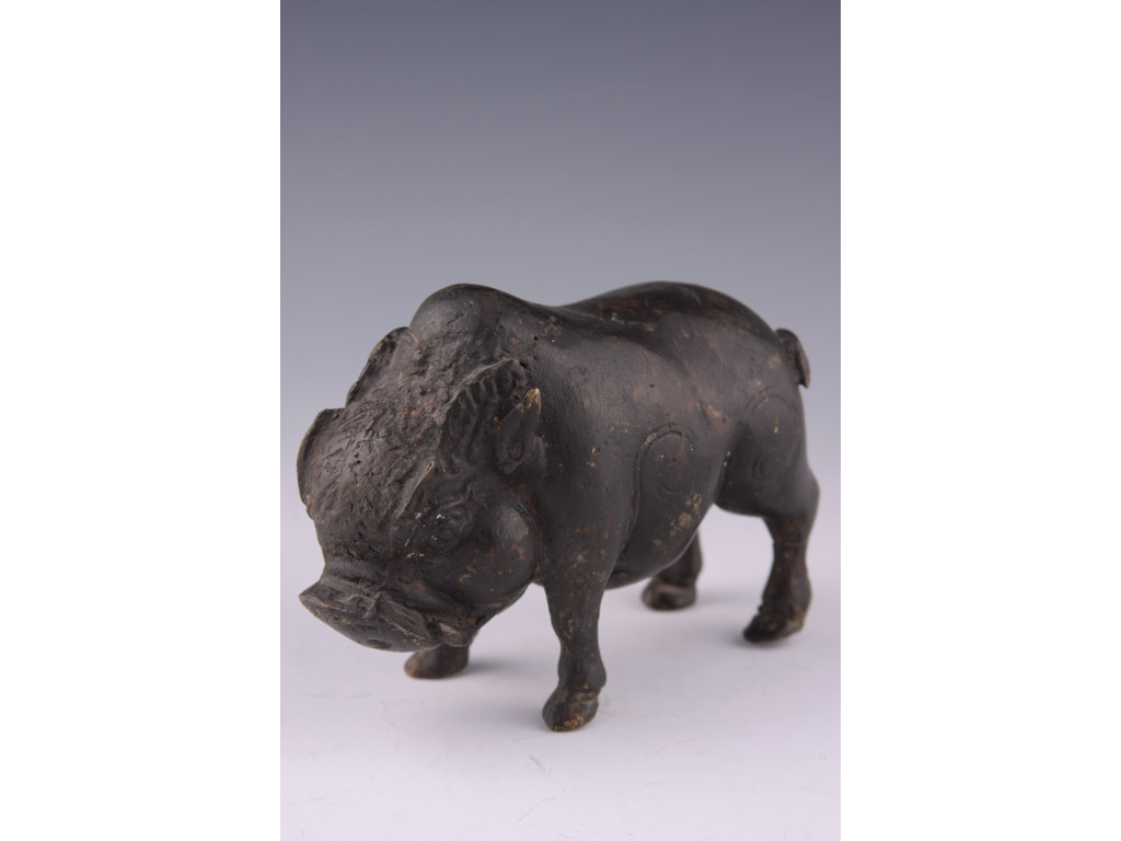 Appraisal: Chinese Bronze Boar th c hollow cast a simple yet