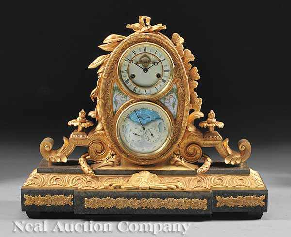 Appraisal: A Louis XVI-Style Decorative Gilt Bronze and Marble Mantel Clock