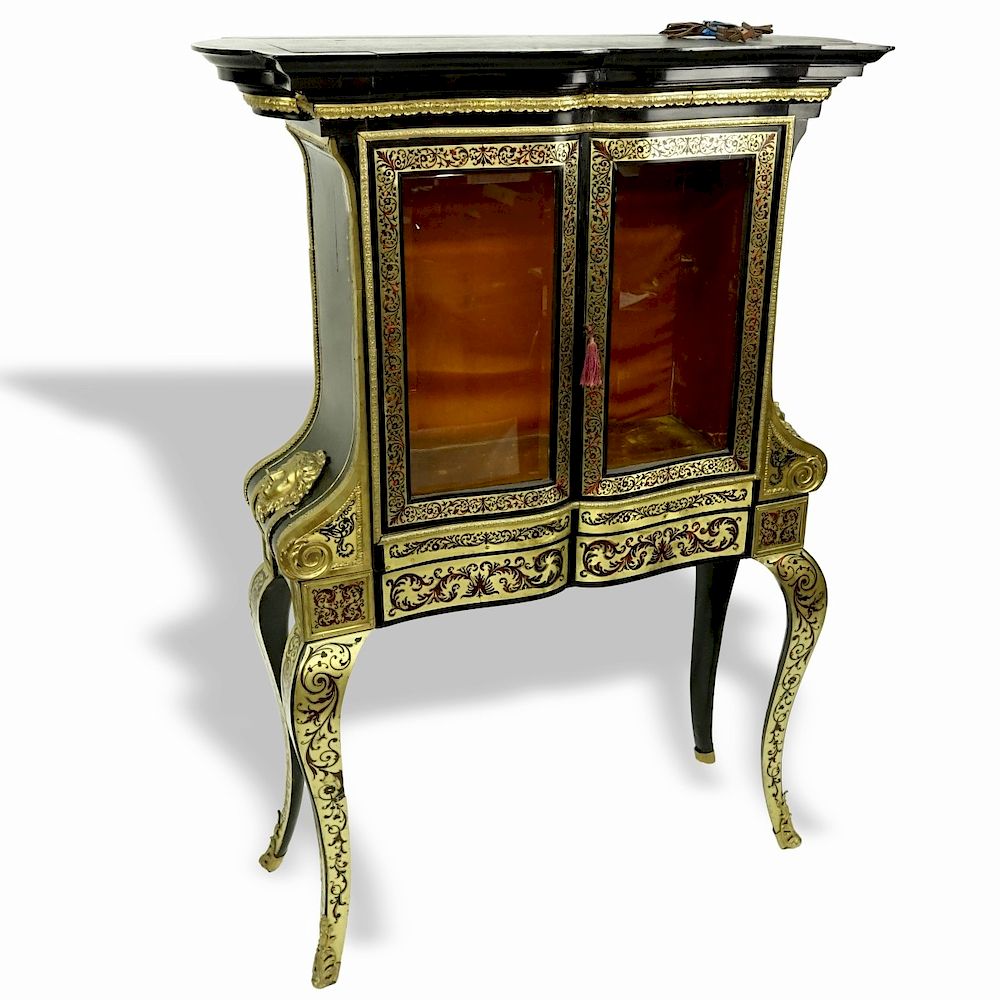 Appraisal: th Century Louis XV Boulle Style Pc Vitrine th Century