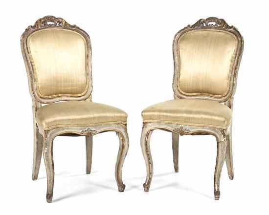 Appraisal: A Pair of Louis XV Painted and Parcel Gilt Side