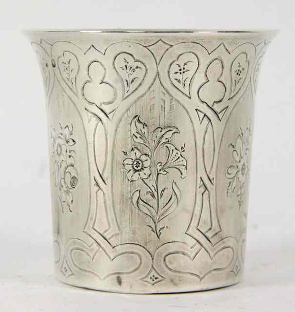 Appraisal: A th Century French silver beaker engraved flowers and stylized