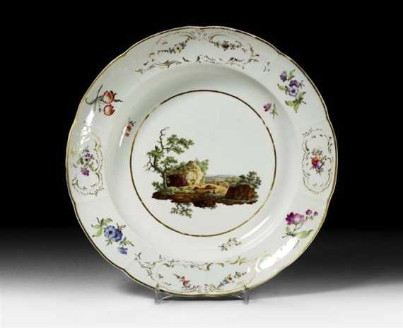 Appraisal: PLATE FROM THE DUTCH SERVICE Furstenberg circa Shaped form with