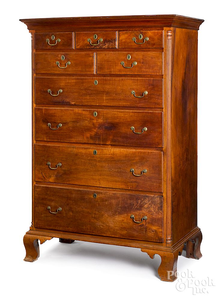 Appraisal: Pennsylvania Chippendale walnut tall chest Pennsylvania Chippendale walnut tall chest