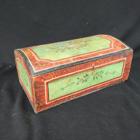 Appraisal: Painted Wooden Document Box floral panels and grain painted dome