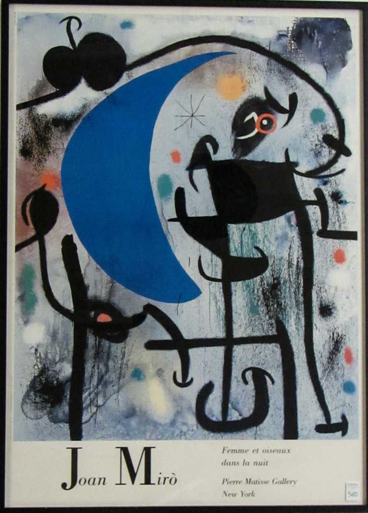 Appraisal: ADVERTISEMENT POSTER AFTER JOAN MIRO Spain France - Femme et