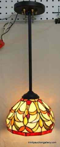 Appraisal: Leaded Stain Glass Overhead Light FixtureThis is for a very