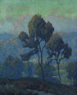 Appraisal: Maurice Braun ''Nocturne'' eucalyptus in a landscape signed lower right