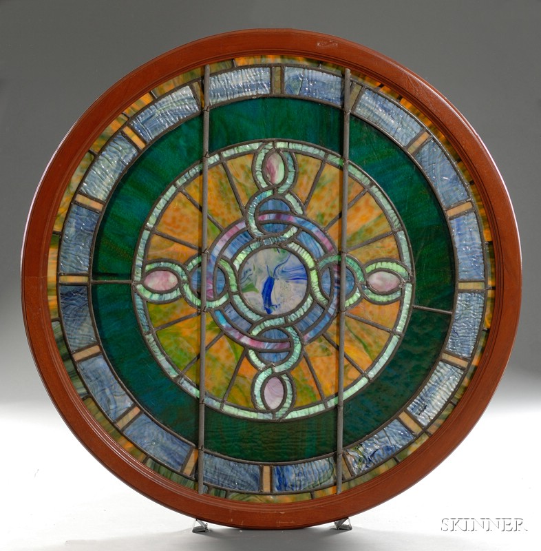 Appraisal: Important Mosaic Glass Rondel Window Glass with metal cames Possibly