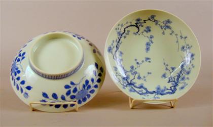 Appraisal: Pair of Japanese blue and white nabeshima footed dishes late