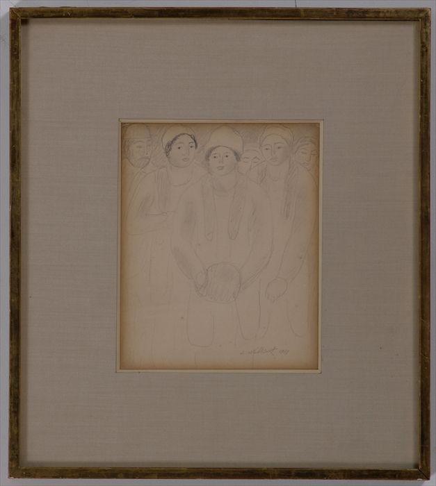 Appraisal: ABRAHAM WALKOWITZ - THE WOMAN Pencil on paper signed and